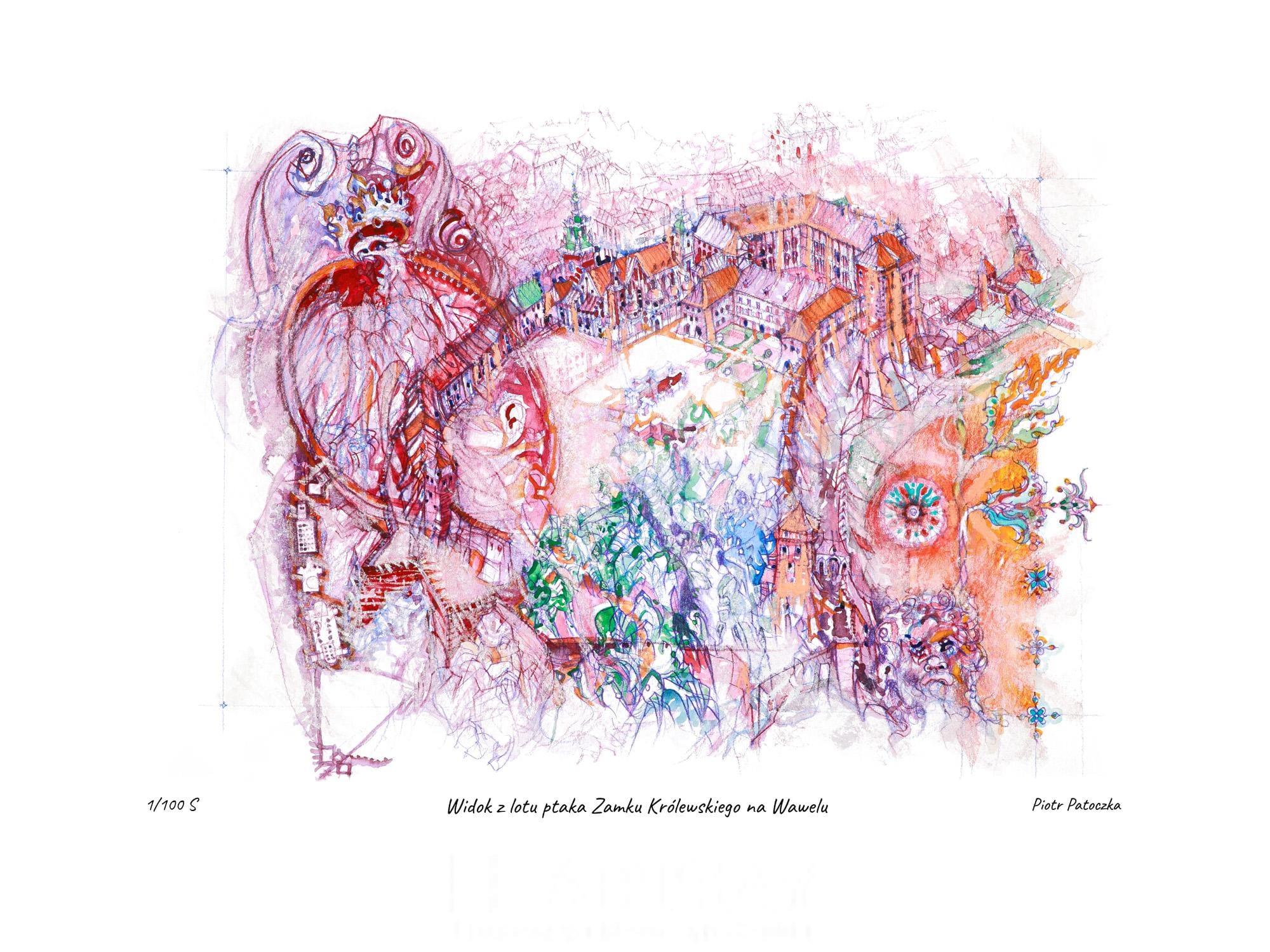 Widok z lotu ptaka Zamku Królewskiego na Wawelu - obrazek 3